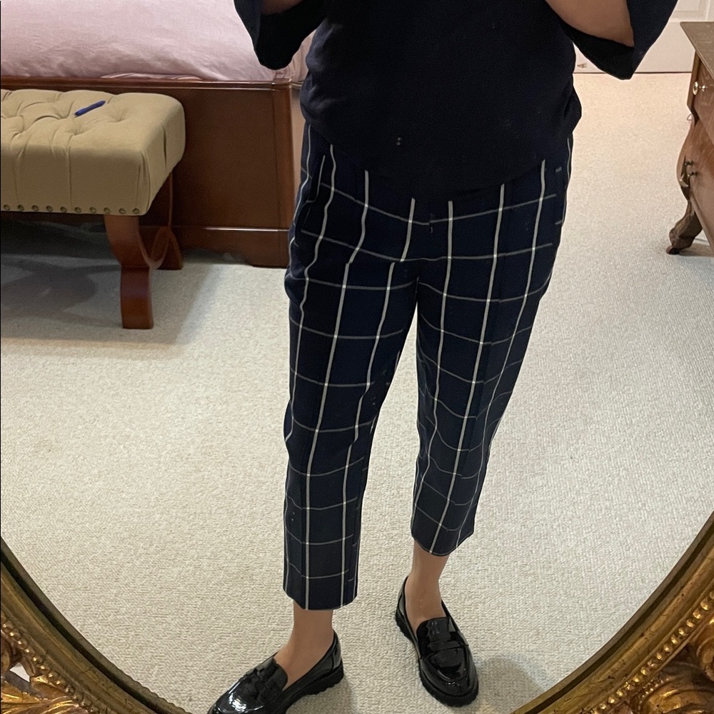 Time and Tru Navy Windowpane Cropped Chinos